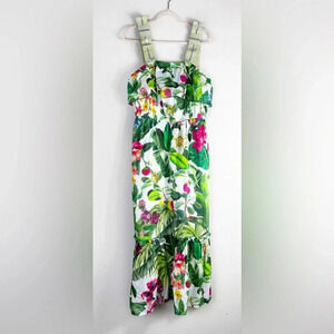 Persifor Clementine Ruffled Midi Tropical Floral Sleeveless Dress size Large